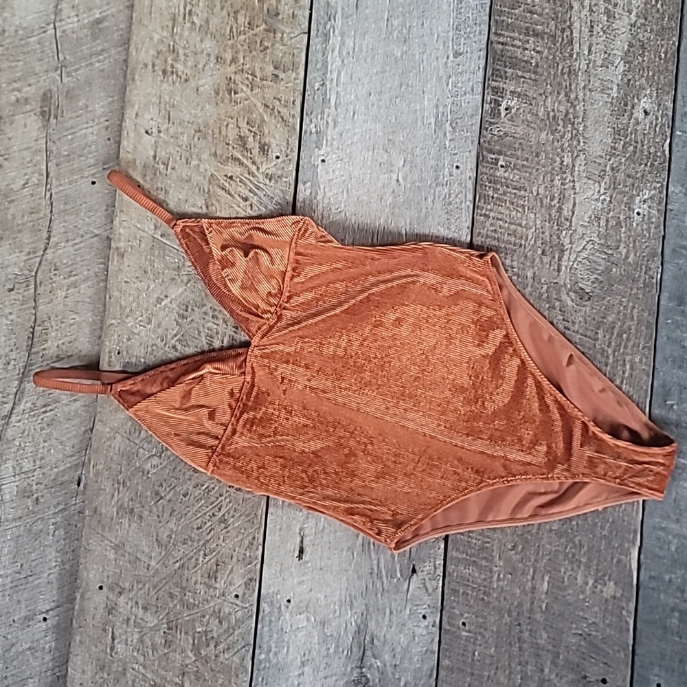 Out From Under Urban Outfitters Velvet Burnt Orange Bodysuit